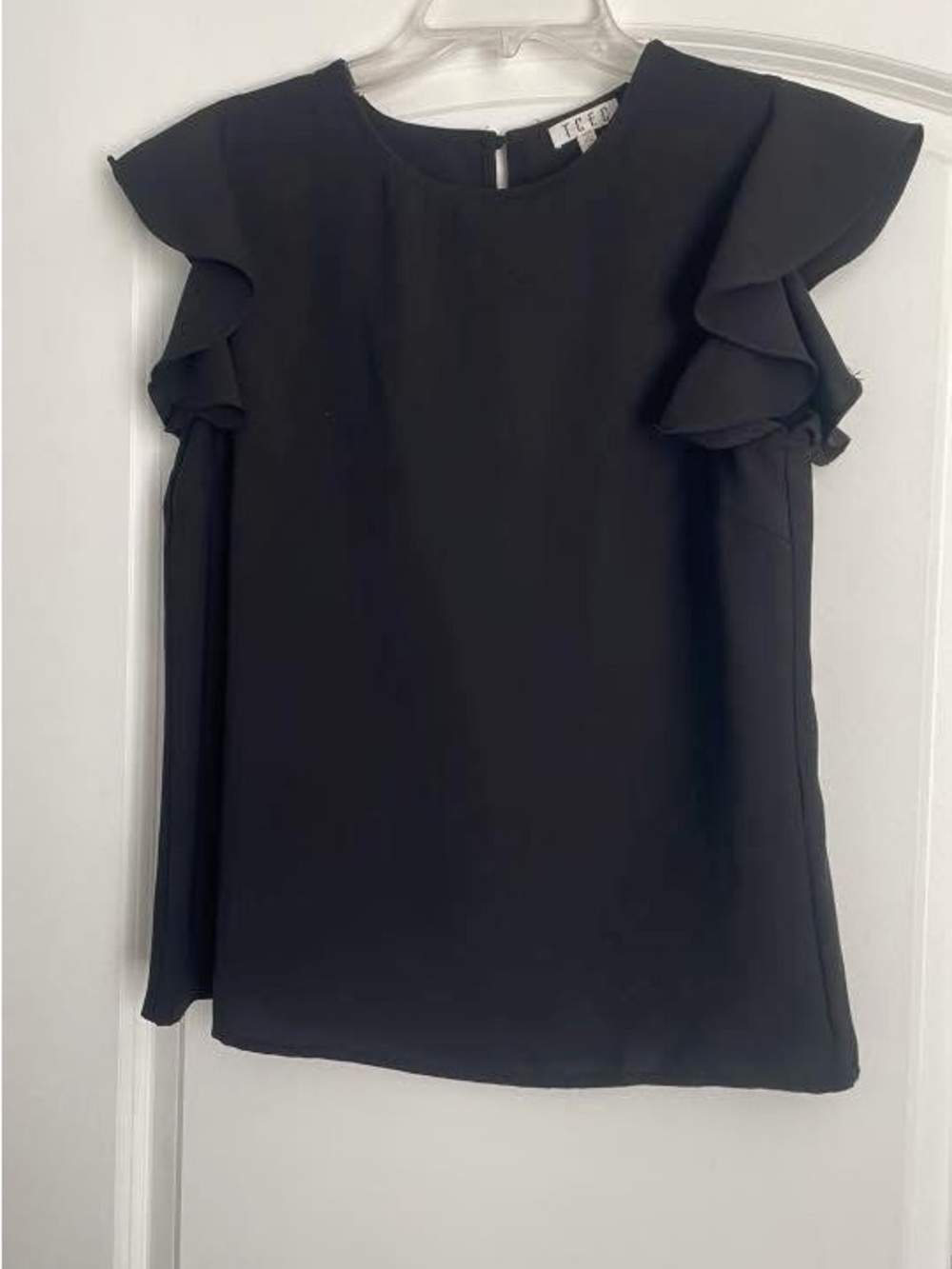 TCEC Black Ruffle Sleeve Blouse